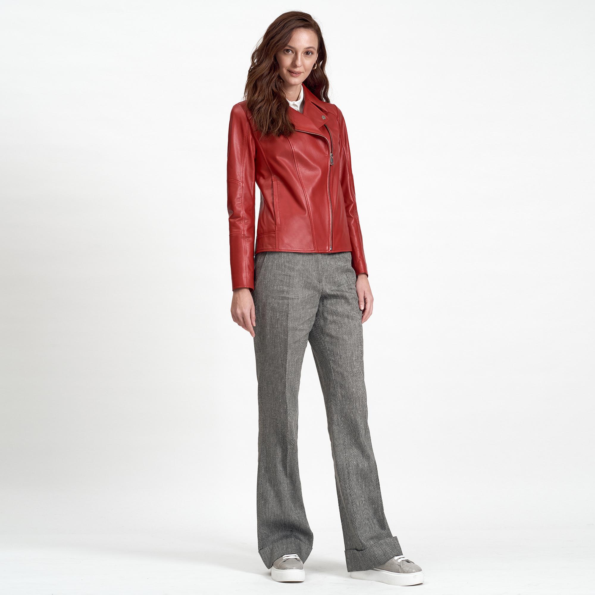 Beatrix Kadın Deri Biker Ceket