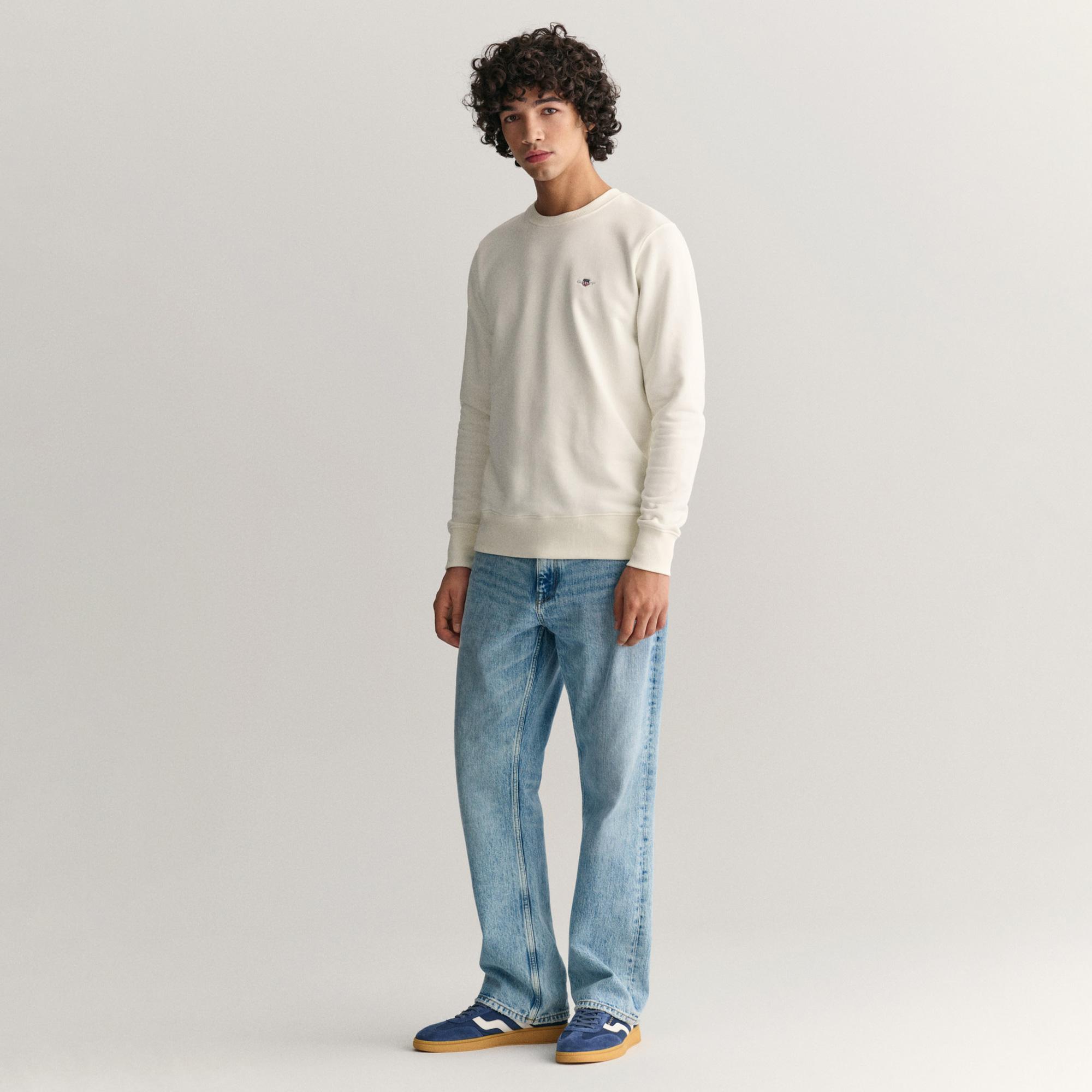 GANT Erkek Krem Regular Fit Bisiklet Yaka Sweatshirt