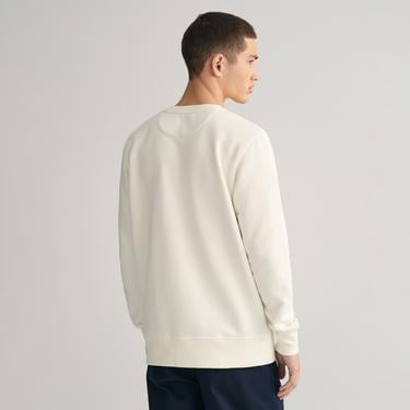  GANT Erkek Krem Regular Fit Bisiklet Yaka Sweatshirt