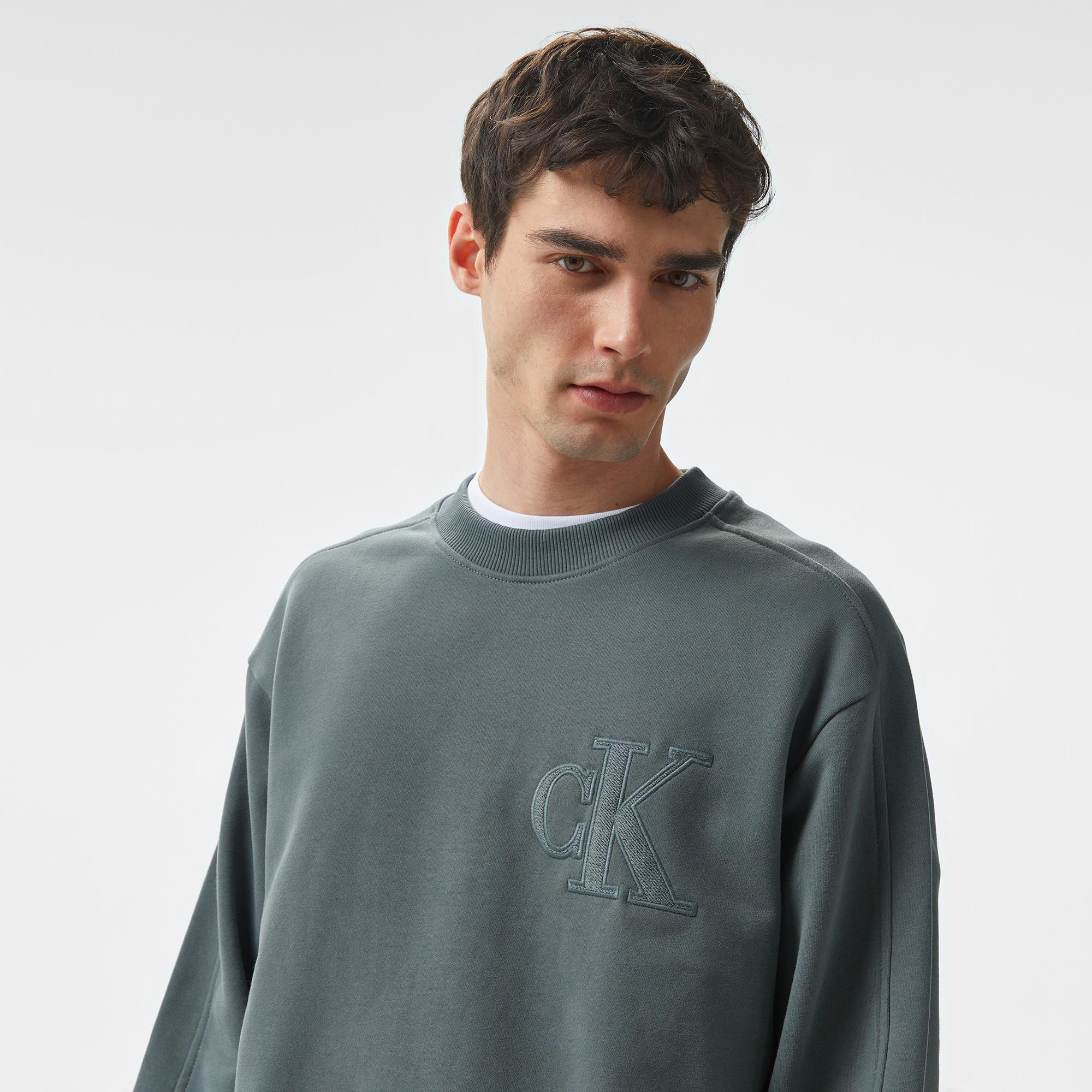 Calvin Klein Jeans Erkek Gri Sweatshirt