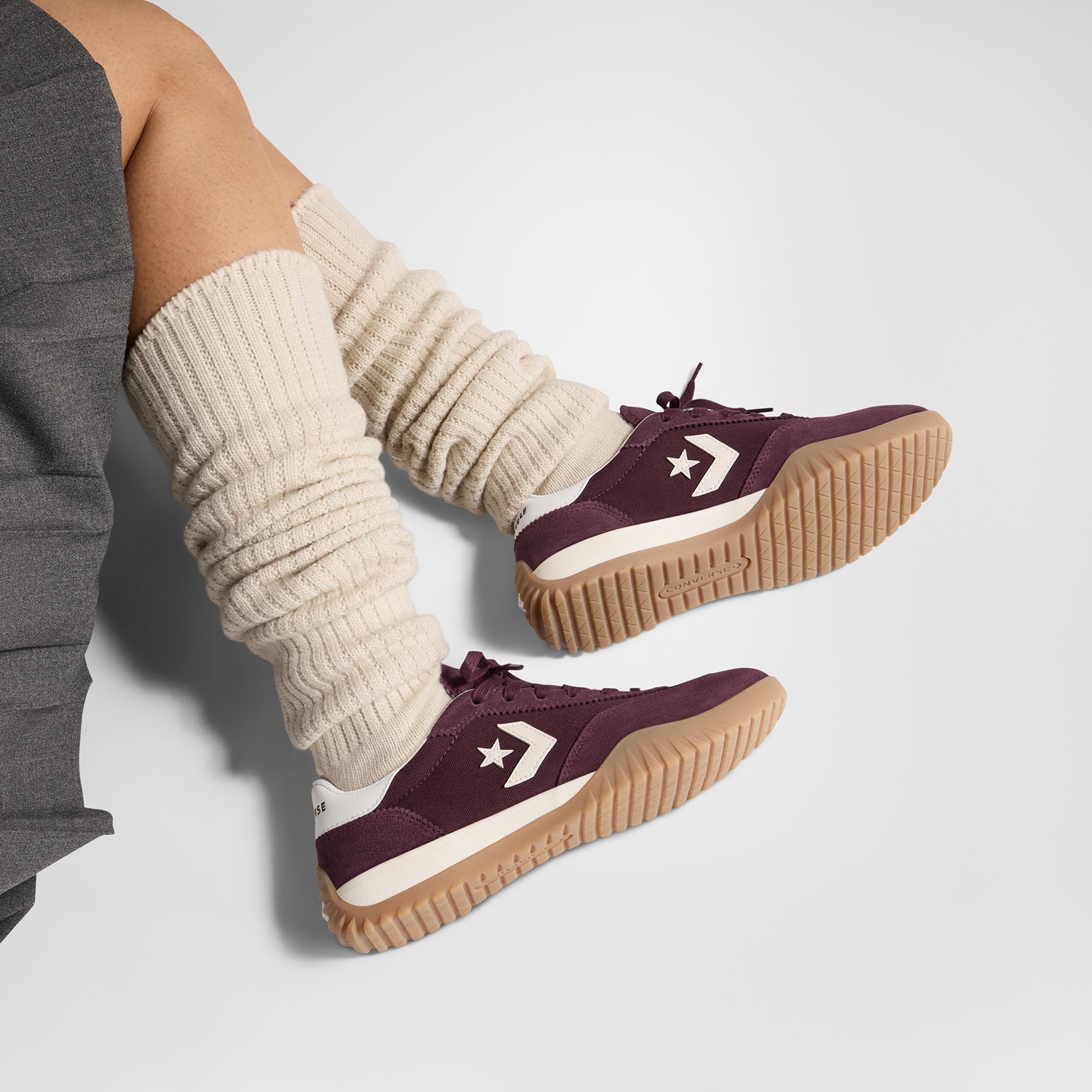 Converse Run Star Trainer Unisex Bordo Süet Sneaker - Görsel 10