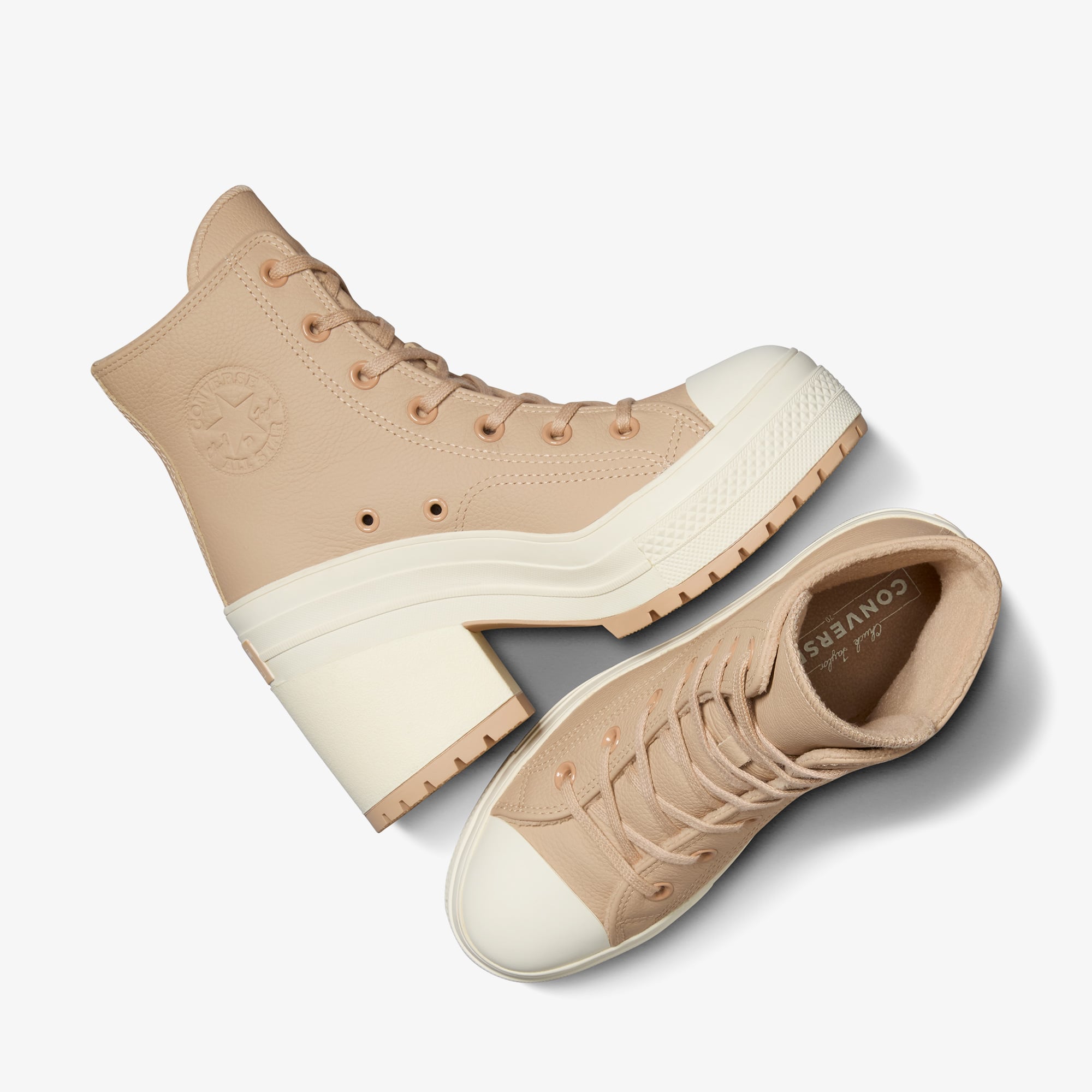 Converse Converse Kahverengi Chuck 70 De Luxe Heel Unisex Bej Deri Platform Sneaker | FashFed Kahverengi - 7. görsel