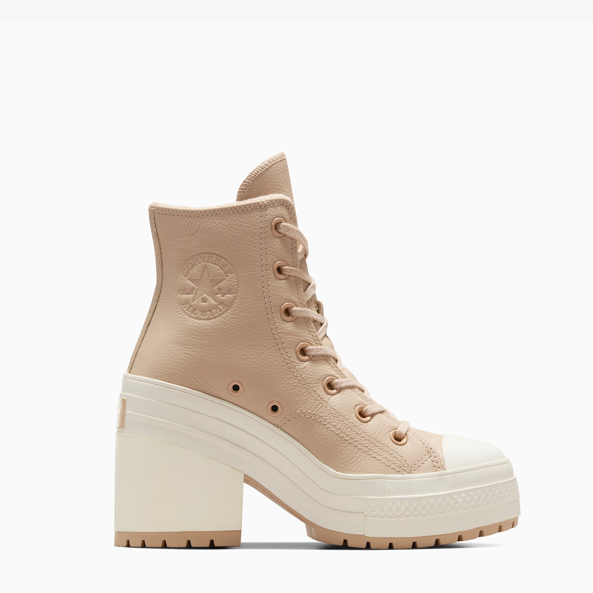 Converse Converse Kahverengi Chuck 70 De Luxe Heel Unisex Bej Deri Platform Sneaker | FashFed Kahverengi - 2. görsel