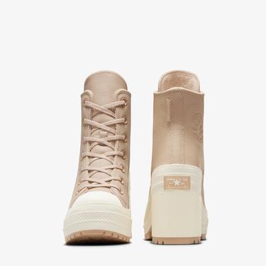  Converse Chuck 70 De Luxe Heel Unisex Bej Deri Platform Sneaker