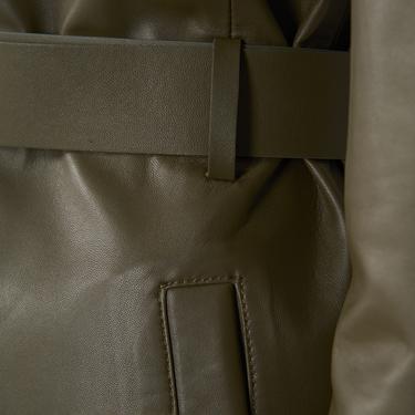  Kelly Yeşil Kadın Deri Trençkot