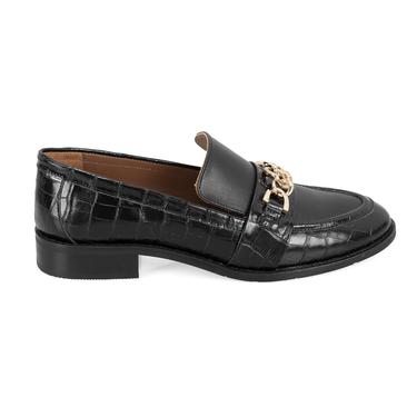  Kadın Siyah Günlük Deri Loafer