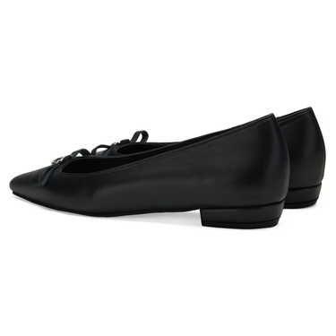  Kadın Siyah Deri Babet