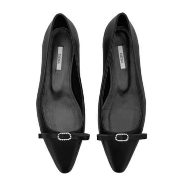  Kadın Siyah Deri Babet