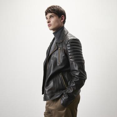  Bill Kahve Erkek Kartallı Vintage Biker Deri Mont