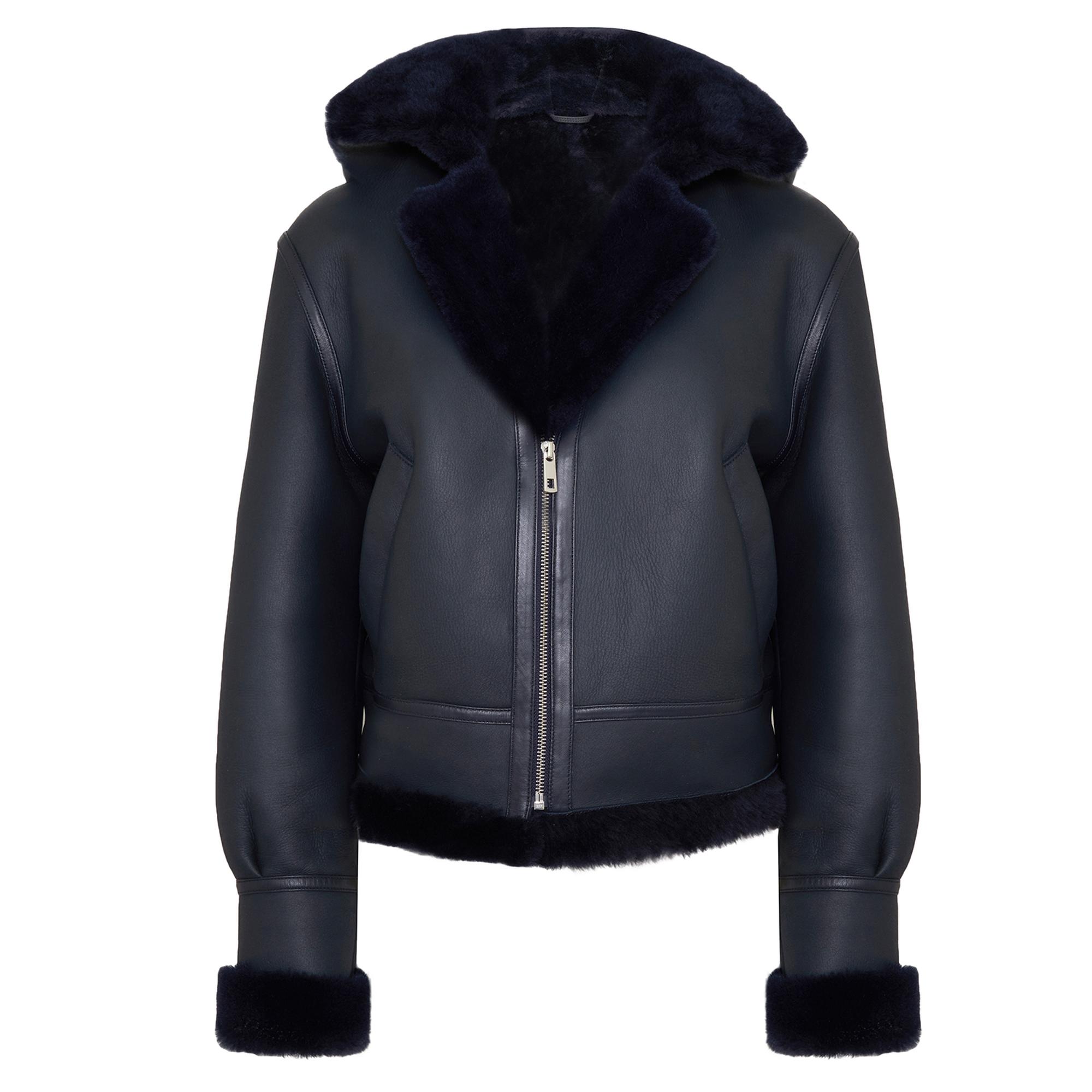 Zoe Lacivert Kadın Kürk Mont