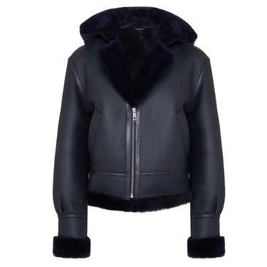  Zoe Lacivert Kadın Kürk Mont