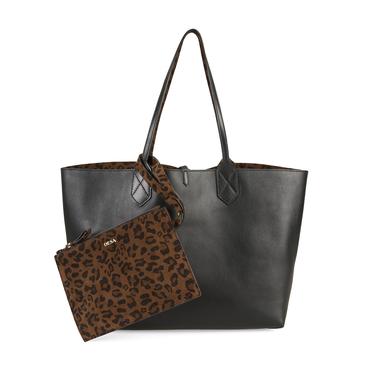  XXXEmely Leopar Kadın Çift Taraflı Deri Omuz Çantası