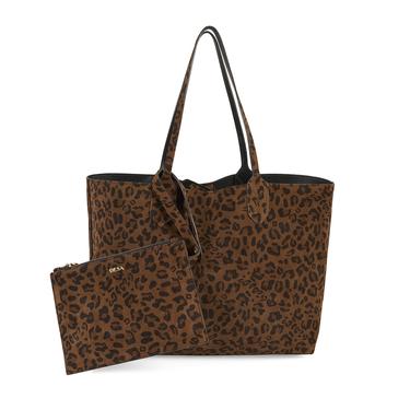  XXXEmely Leopar Kadın Çift Taraflı Deri Omuz Çantası