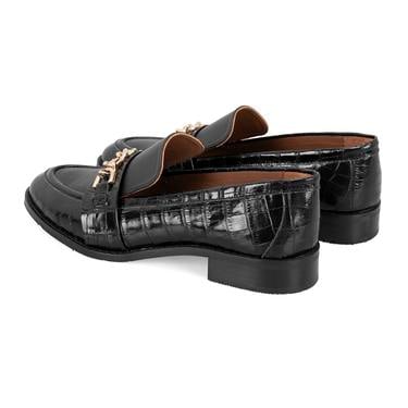  Kadın Siyah Günlük Deri Loafer