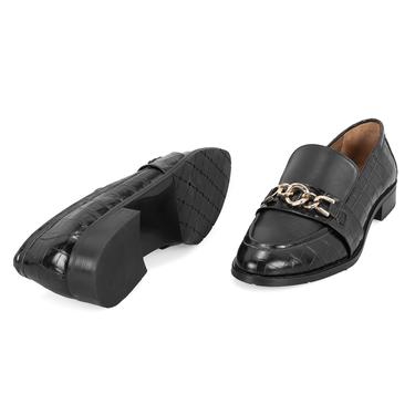  Kadın Siyah Günlük Deri Loafer