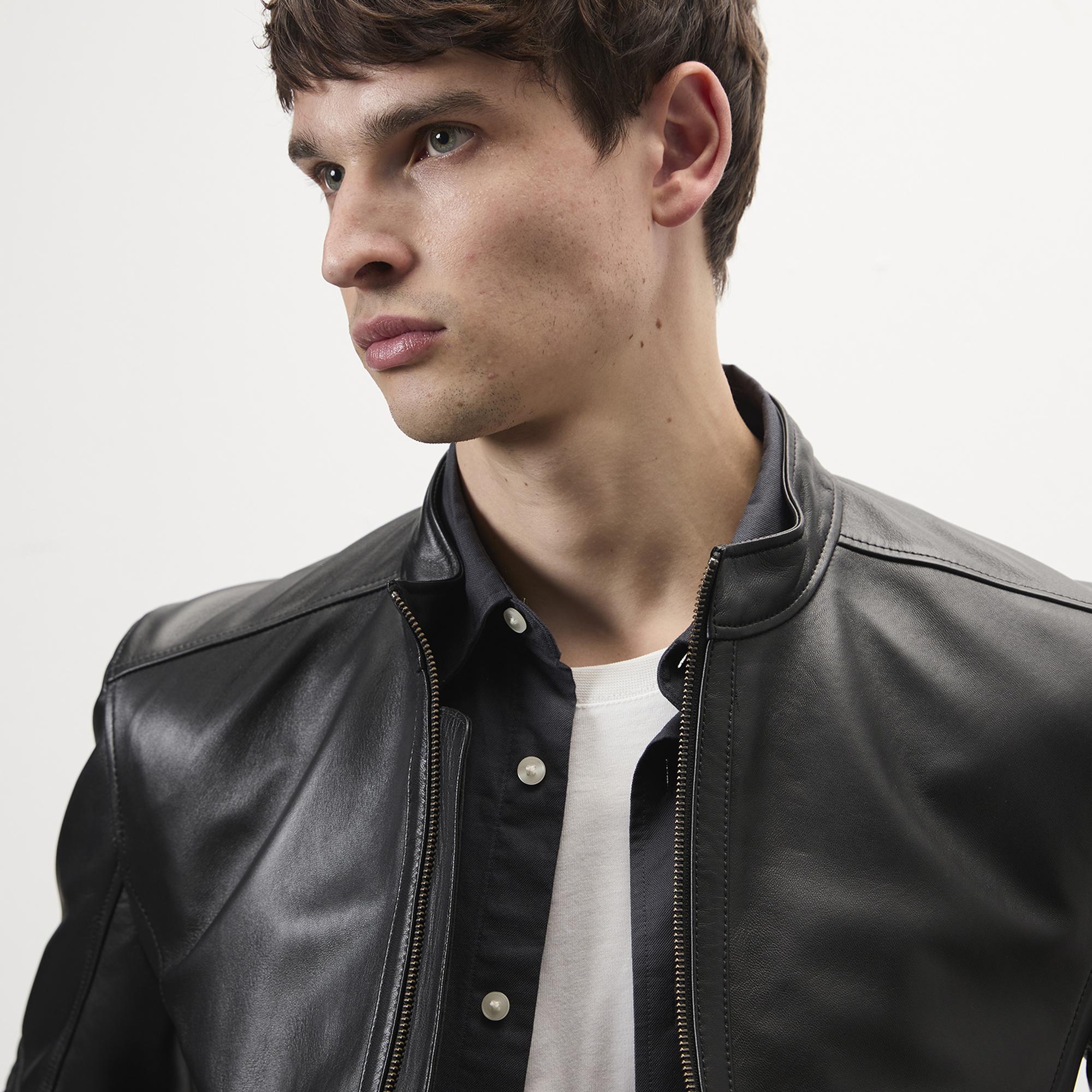 Agostino Siyah Erkek Deri Ceket