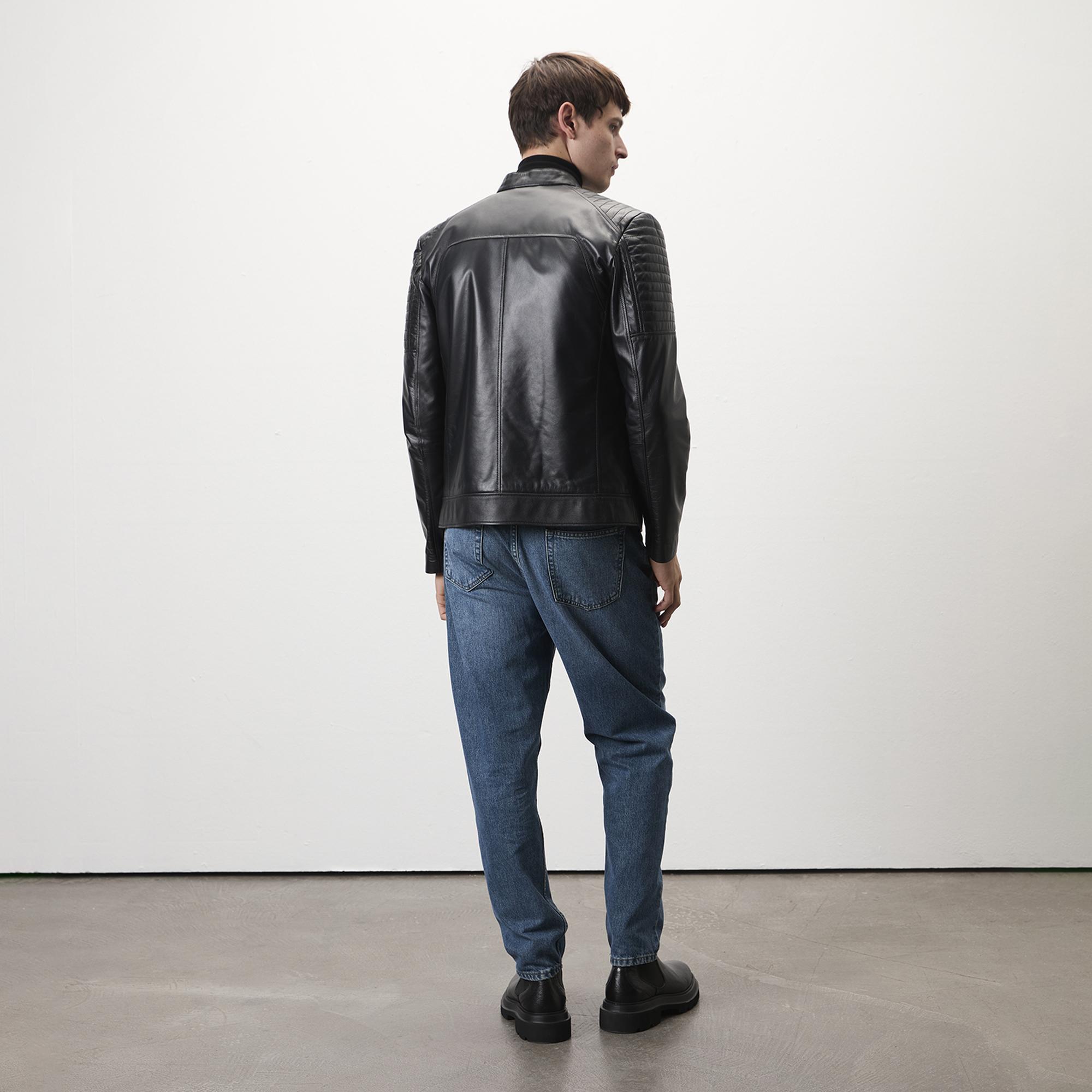 Steven Siyah Erkek Deri Mont