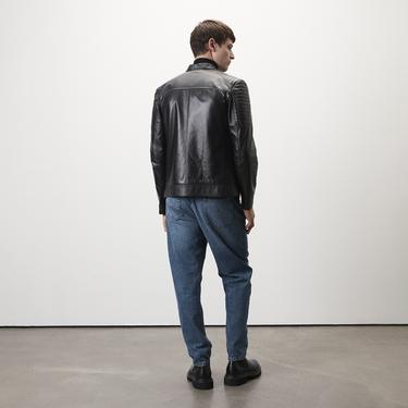  Steven Siyah Erkek Deri Mont