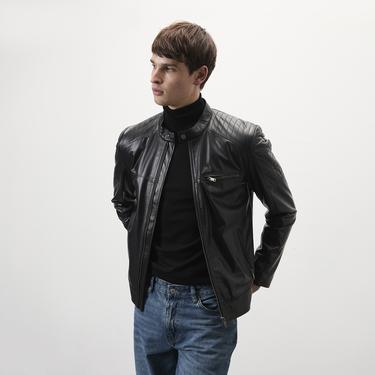  Steven Siyah Erkek Deri Mont