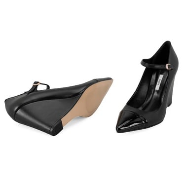  Kadın Siyah Deri Klasik Ayakkabı