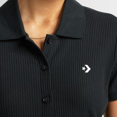  Converse Slim Fit Kadın Siyah Polo