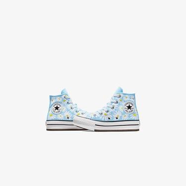  Converse Chuck Taylor All Star Lift Floral Çocuk Mavi Platform Sneaker