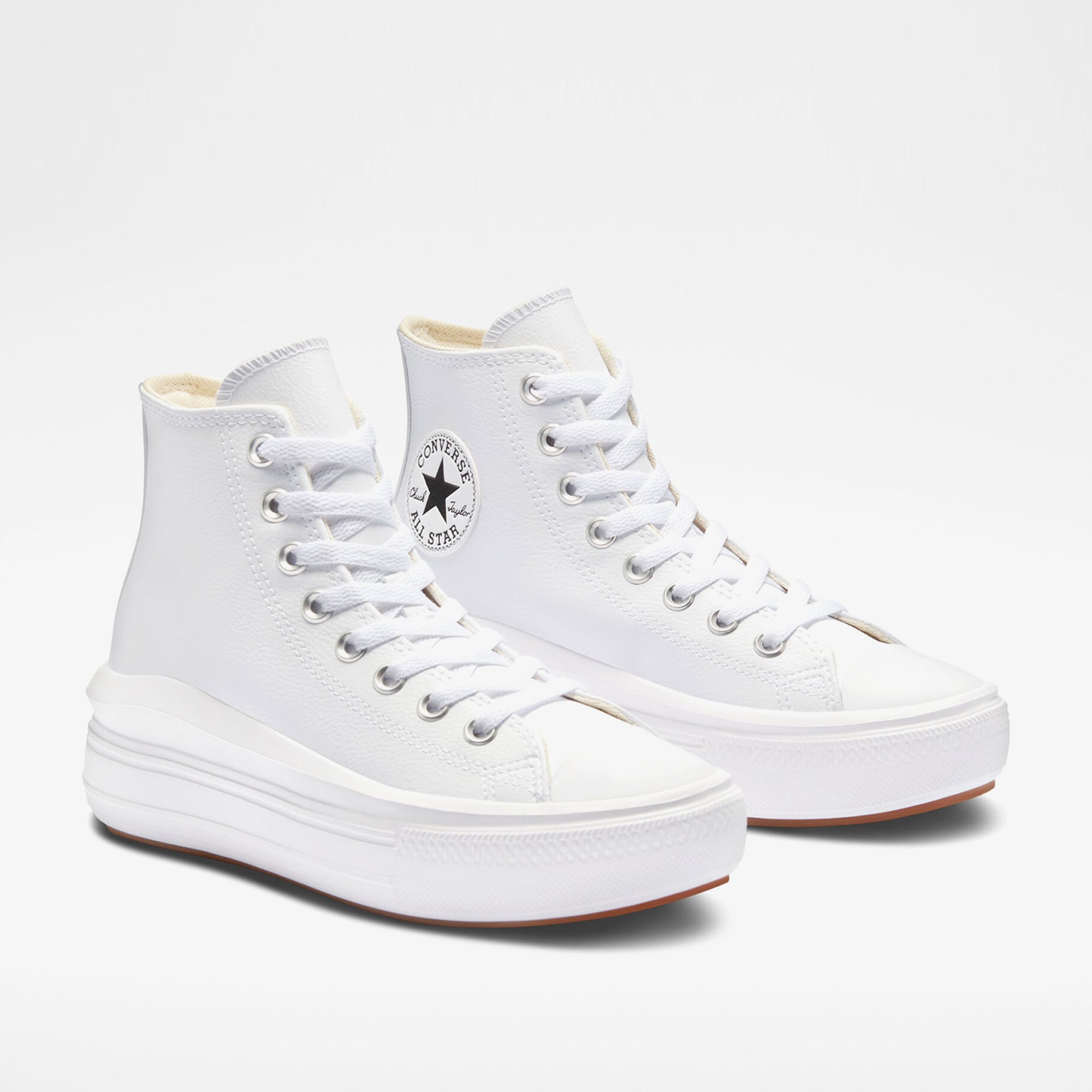 Converse Chuck Taylor All Star Move Platform Foundational Leather Kadın Beyaz Sneaker - Görsel 3