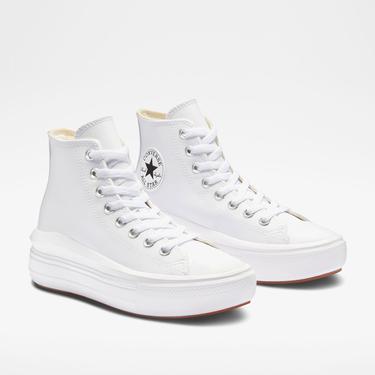  Converse Chuck Taylor All Star Move Platform Foundational Leather Kadın Beyaz Sneaker
