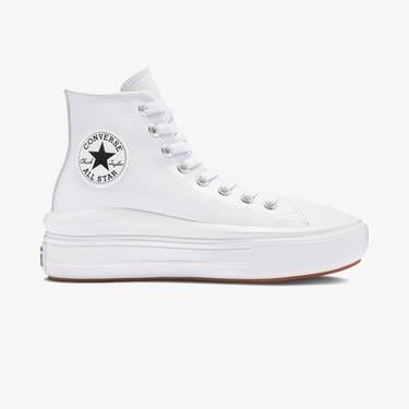  Converse Chuck Taylor All Star Move Platform Foundational Leather Kadın Beyaz Sneaker