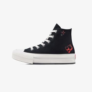  Converse Chuck Taylor All Star Eva Lift Y2K Heart Çocuk Siyah Platform Sneaker