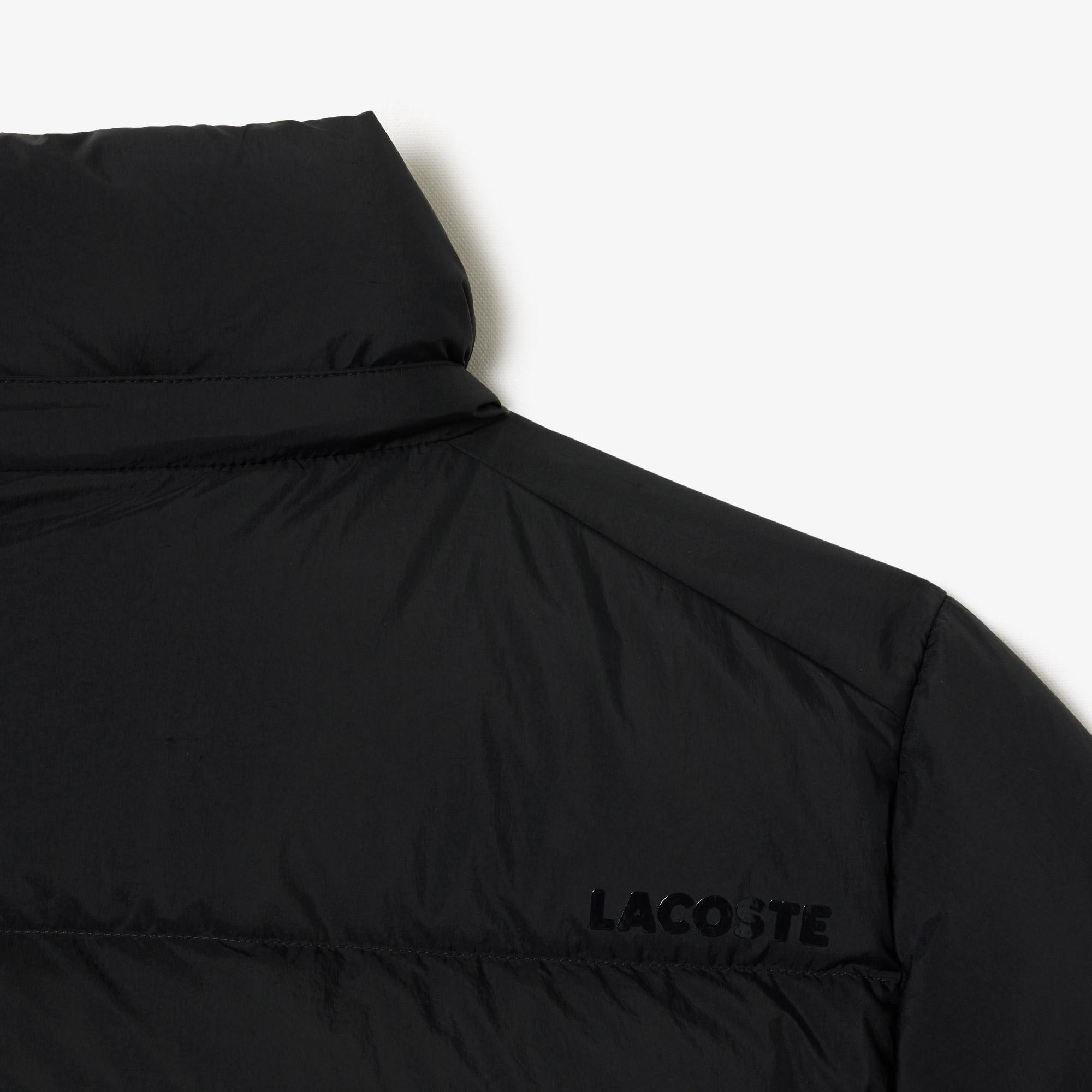 Lacoste Kadın Relaxed Fit Kapüşonlu Siyah Şişme Mont