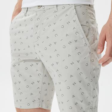  Nautica Erkek Gri Slim Fit Baskılı Bermuda