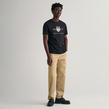  GANT Erkek Siyah Regular Fit Bisiklet Yaka Logolu T-Shirt