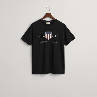  GANT Erkek Siyah Regular Fit Bisiklet Yaka Logolu T-Shirt