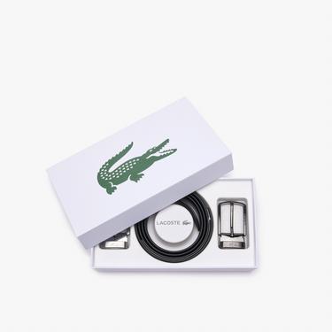 Lacoste Elegance Erkek Deri Siyah Kemer