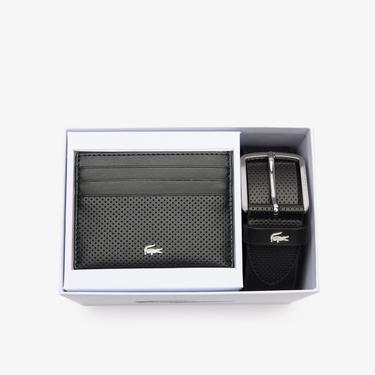  Lacoste Elegance Erkek Deri 2'li Siyah Hediye Seti