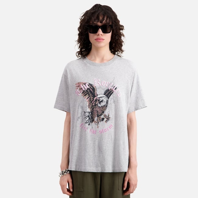  KADIN BASKILI GRİ T-SHIRT