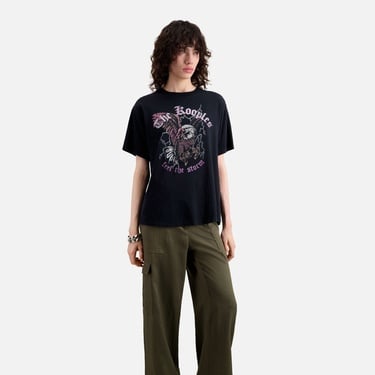  KADIN BASKILI SİYAH T-SHIRT