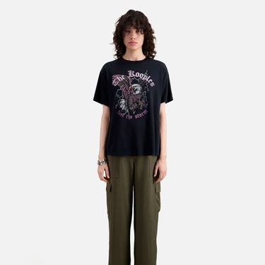  KADIN BASKILI SİYAH T-SHIRT