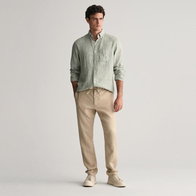  GANT Erkek Bej Relaxed Fit Keten Pantolon