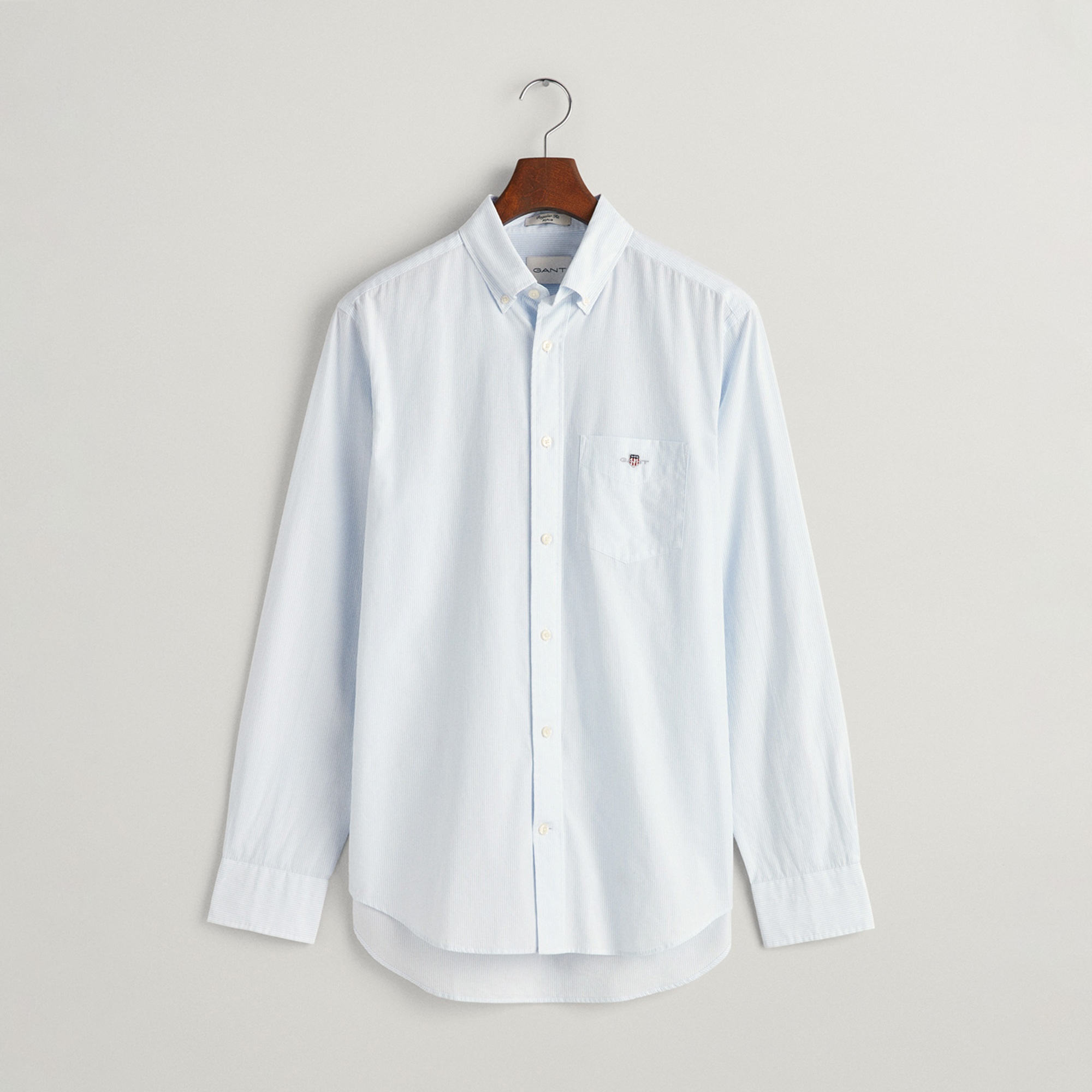 GANT Erkek Mavi Regular Fit Çizgili Düğmeli Yaka Gömlek