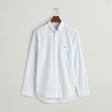  GANT Erkek Mavi Regular Fit Çizgili Düğmeli Yaka Gömlek