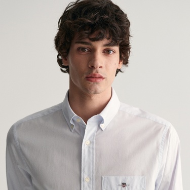  GANT Erkek Mavi Regular Fit Çizgili Düğmeli Yaka Gömlek