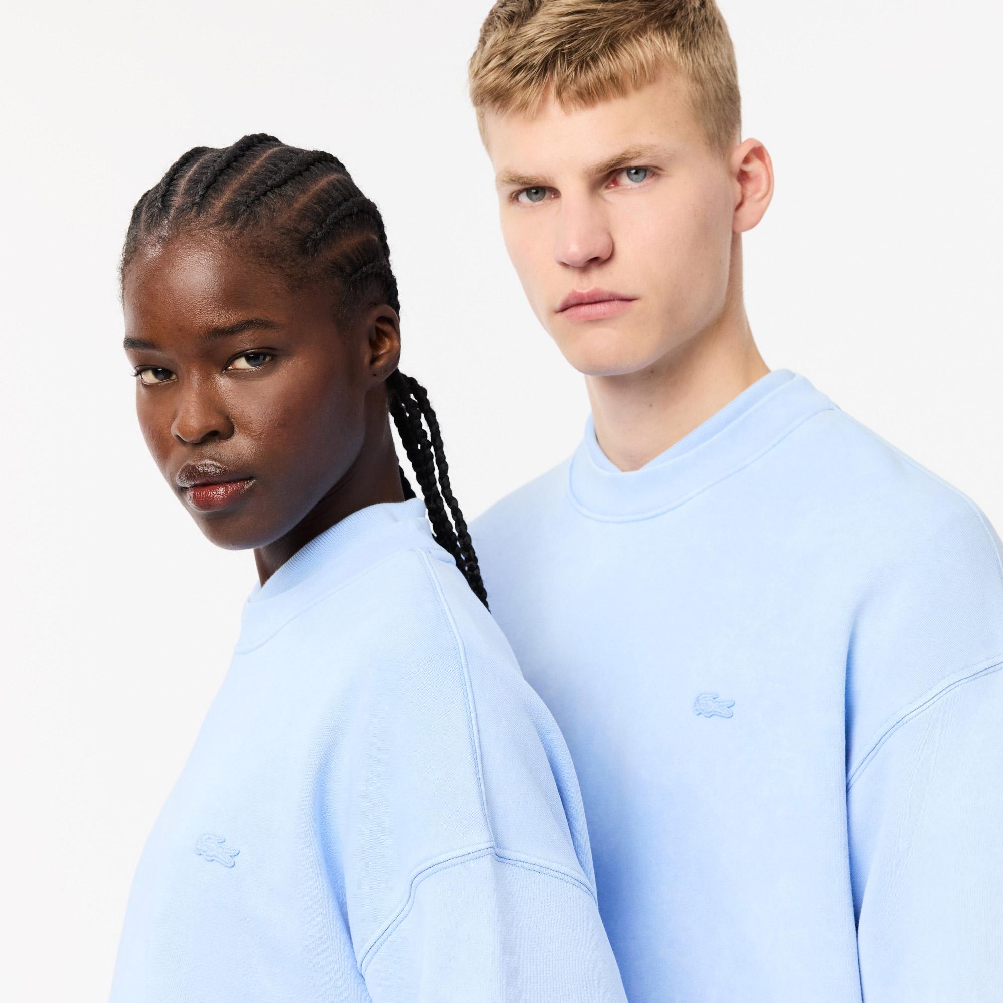 Unisex Loose Fit Bisiklet Yaka Açık Mavi Sweatshirt