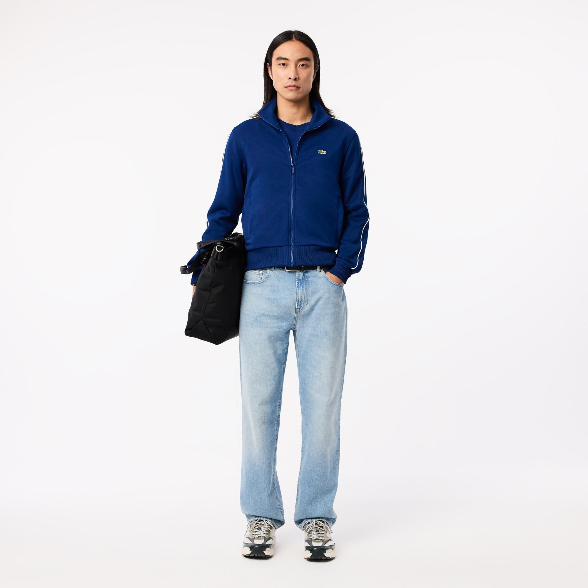 Erkek Regular Fit Fermuarlı Mavi Sweatshirt