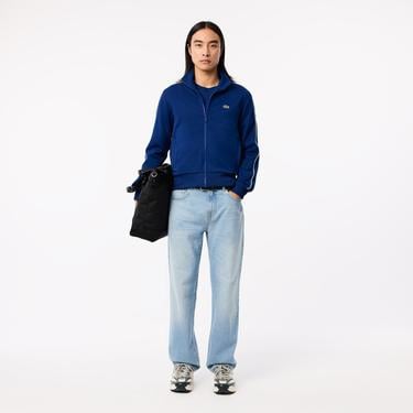  Erkek Regular Fit Fermuarlı Mavi Sweatshirt