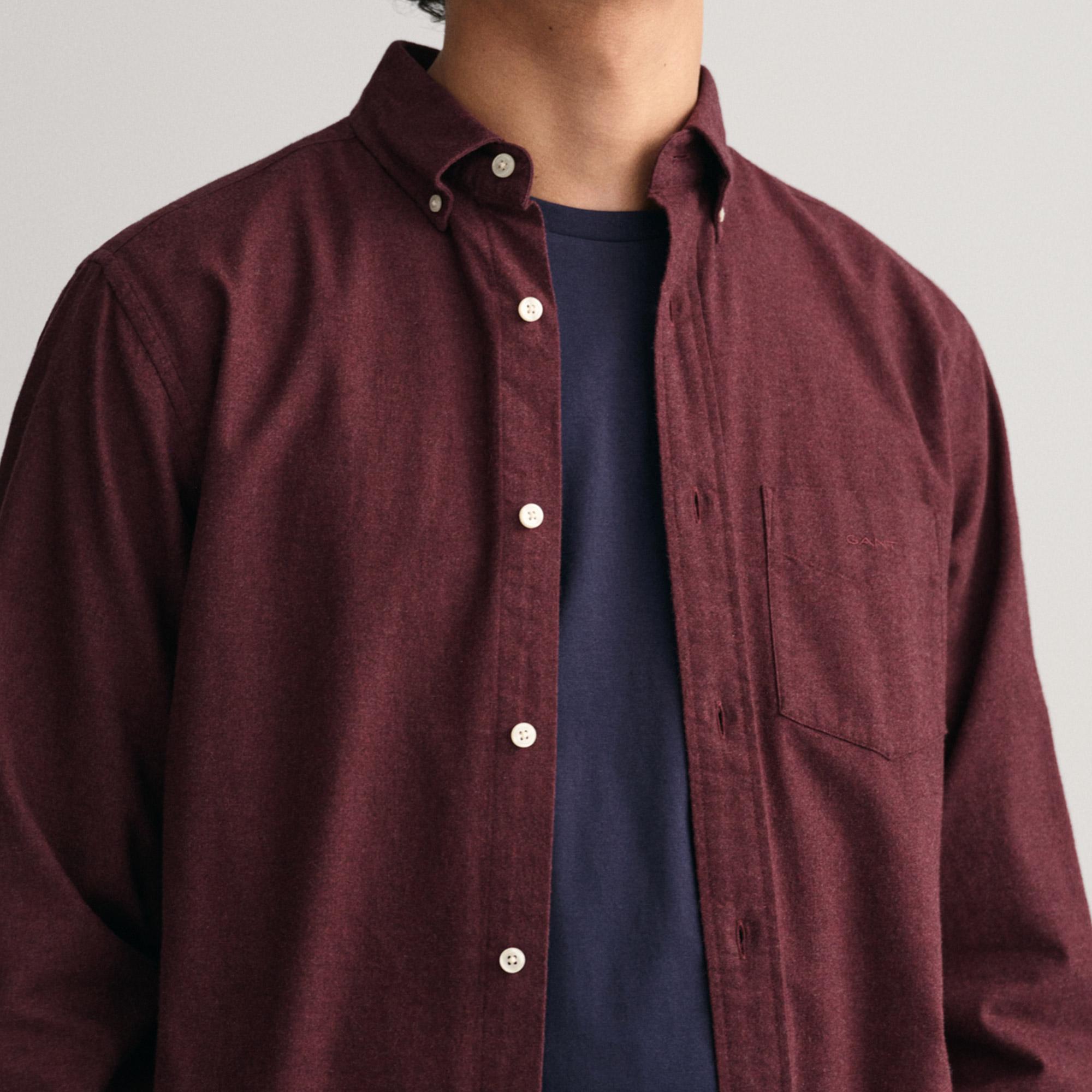 Gant Erkek Bordo Regular Fit Düğmeli Yaka Gömlek