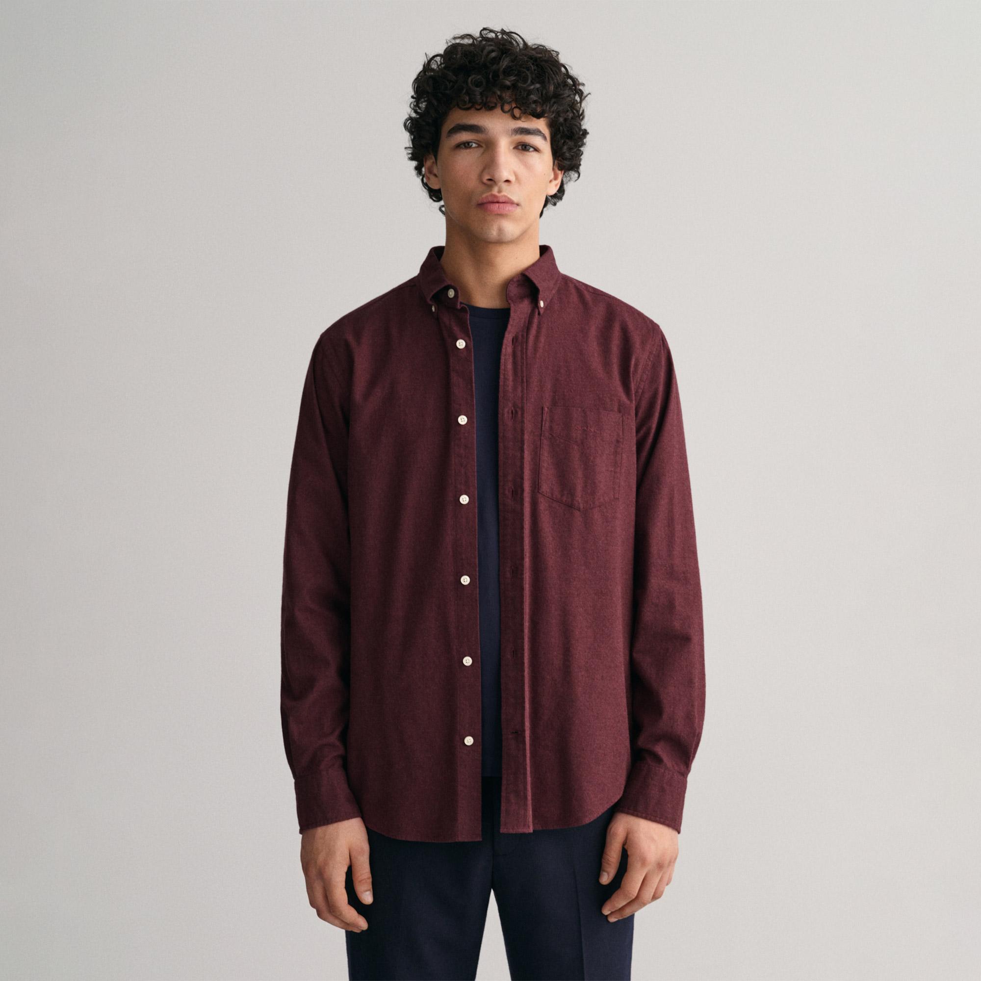 Gant Erkek Bordo Regular Fit Düğmeli Yaka Gömlek
