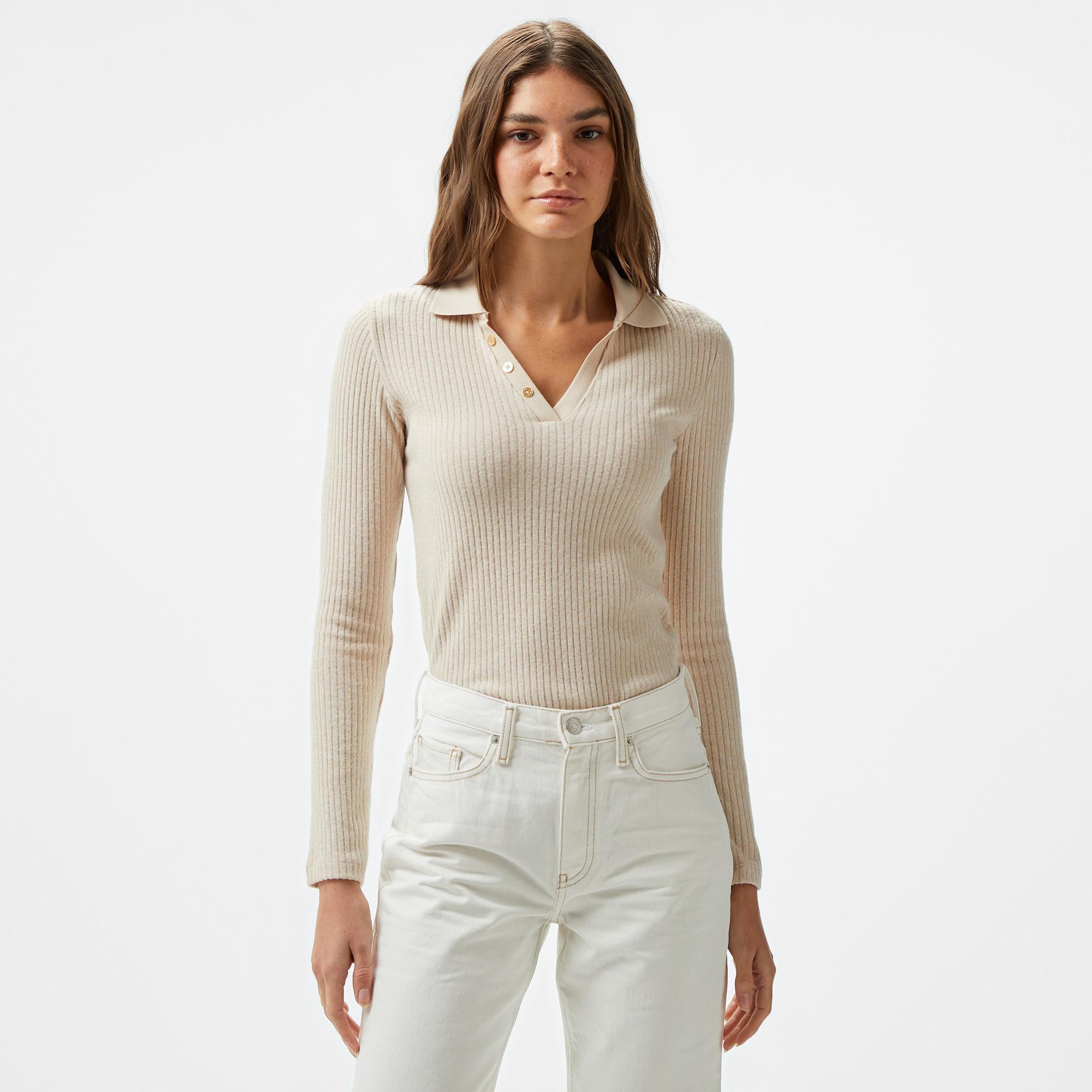 Nautica Kadın Kırık Beyaz Uzun Kollu Polo