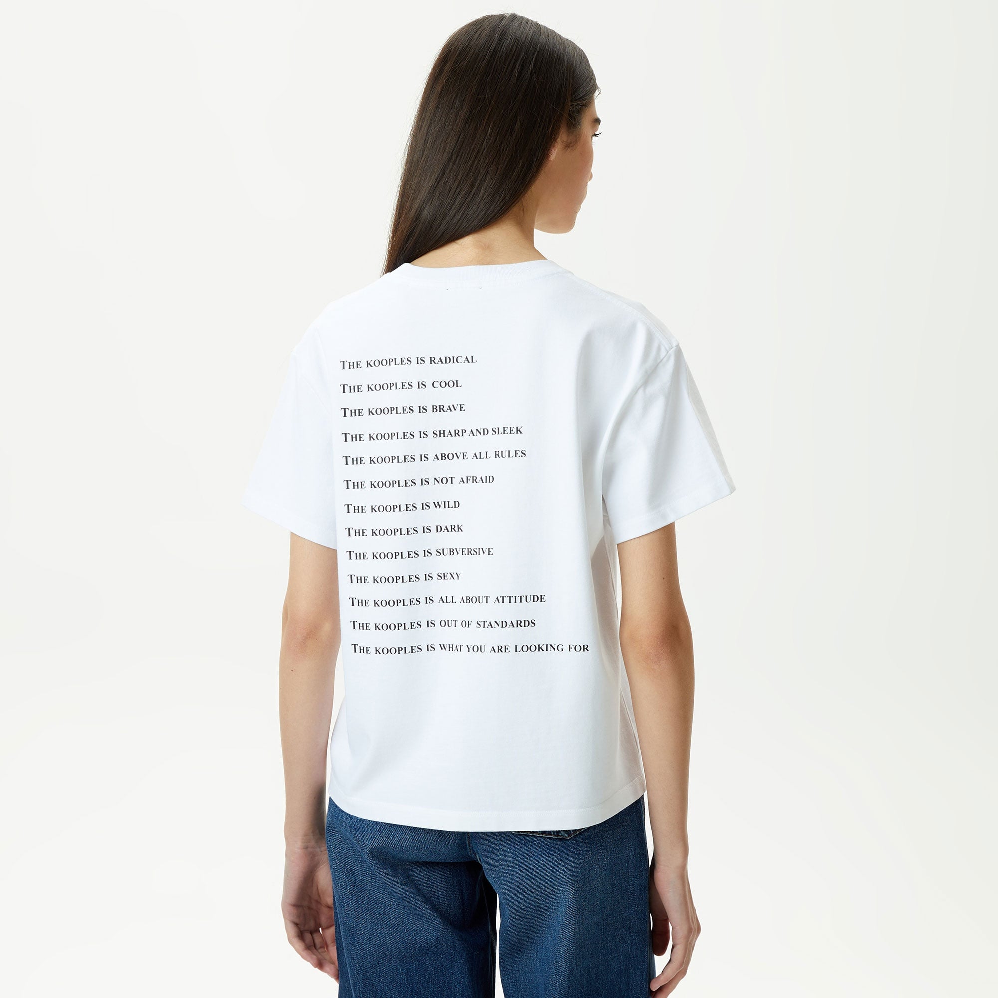 KADIN BASKILI BİSİKLET YAKA BEYAZ T-SHIRT